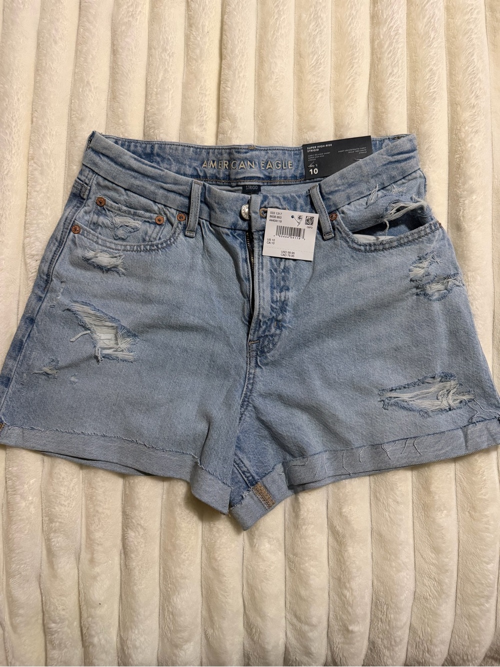 American Eagle Outfitters Light Wash Distressed Denim Shorts